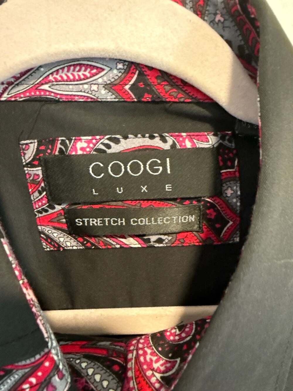 COOGI Shirt Mens XL Black Luxe Button Up Flip Cuff Pasley Stretch Cotton Casual - Picture 3 of 9